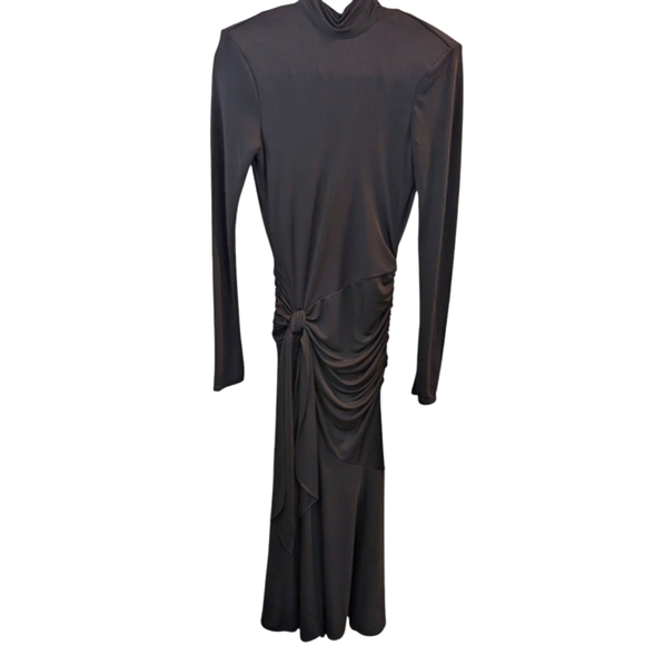 Cinq A Sept Johnson Mock-Neck Wrap-Skirt Midi Dress In Black... Size 8 - Picture 6 of 12